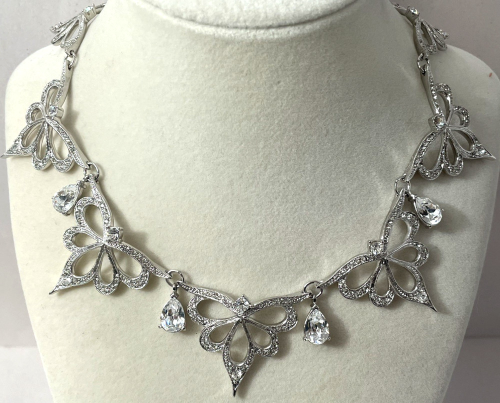 Franklin Mint Alfred Durante Nightfire Icy Rhinestone Bridal Necklace 16” Signed